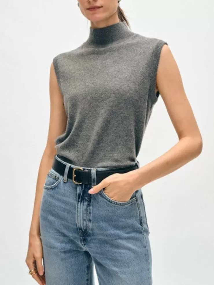 Cashmere Mockneck Tank Top In >WHITE AND WARREN Cheap