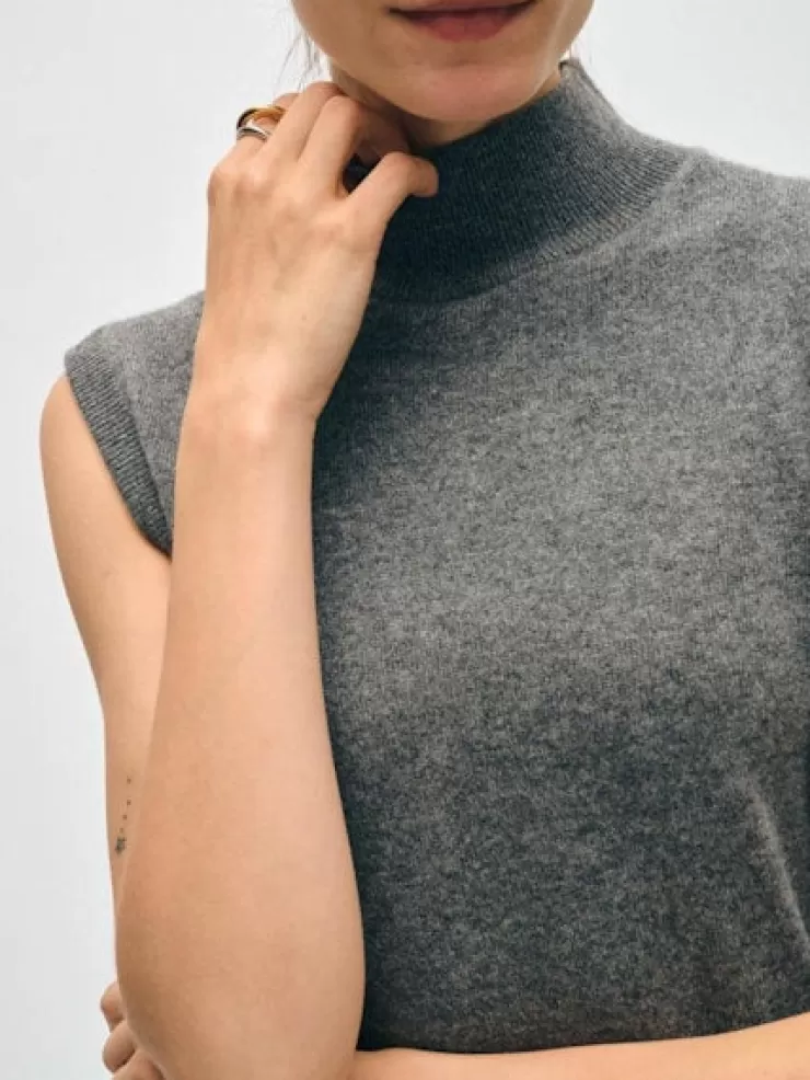 Cashmere Mockneck Tank Top In >WHITE AND WARREN Cheap