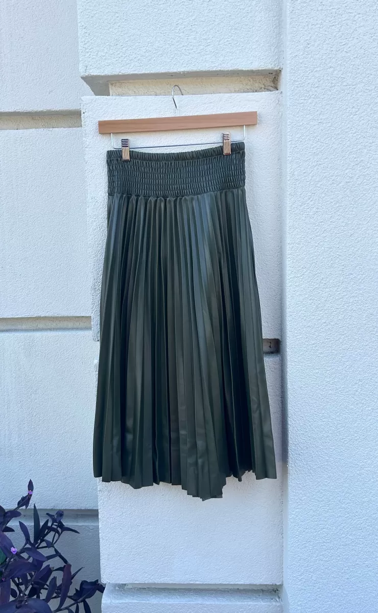Faux Leather Pleated Skirt In >B-YU Best