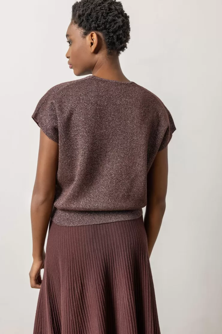Metallic V-Neck Sweater In >LILLA P Hot