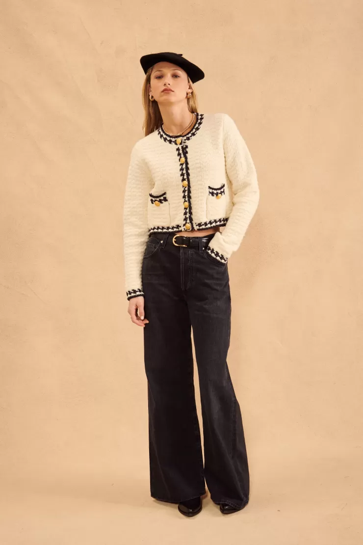 Preppy Chantilly Sweater Jacket In /Navy>JOHN + JENN Best