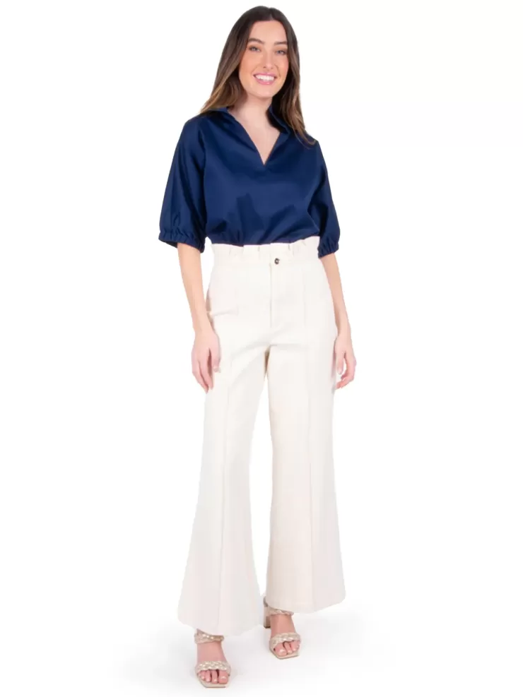 Ruffled Flared Pant In Gardenia>EMILY MCCARTHY Outlet