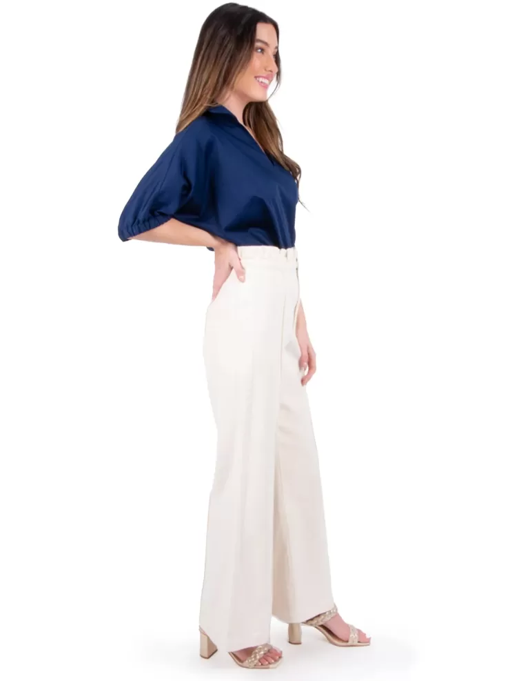 Ruffled Flared Pant In Gardenia>EMILY MCCARTHY Outlet