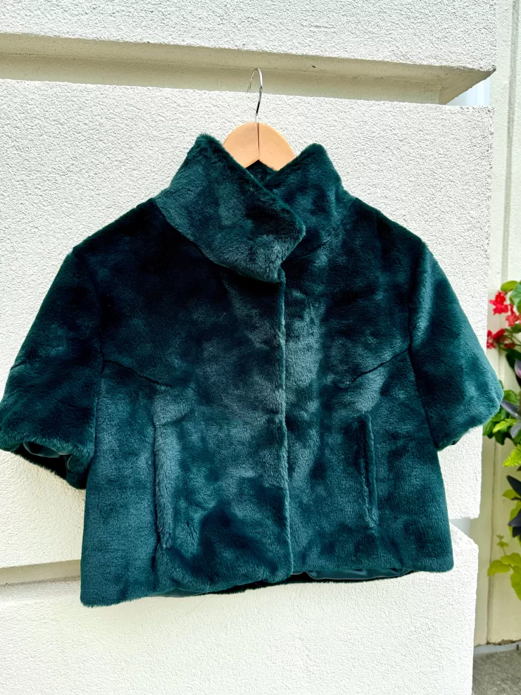 Standing Collar Faux Fur Bolero Jacket In >GLAMOURPUSS Cheap